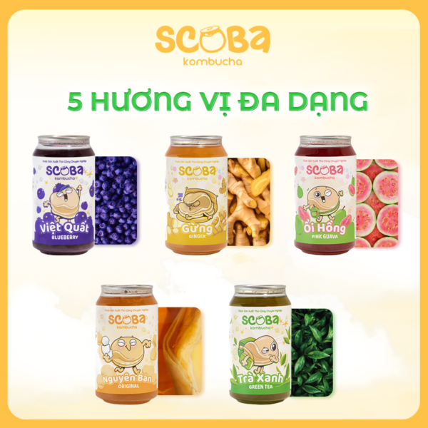 Second image of Trà lên men Scoba Kombucha - Hỗ trợ tiêu hoá - Mix vị - 330ml