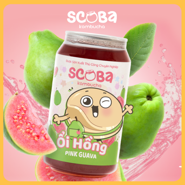 Second image of Combo 3 lon Trà lên men Scoba Kombucha - Giải nhiệt, đẹp dáng - Vị ỔI HỒNG - 330ml