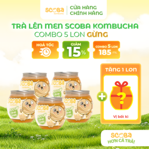 [MUA 5 ĐƯỢC 6] Trà lên men Scoba Kombucha - Vị Gừng - Giảm ợ hơi, khó tiêu - 185ml