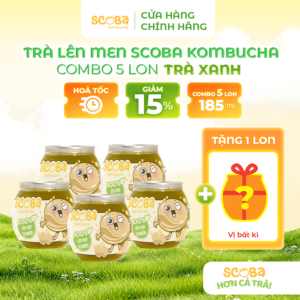 [MUA 5 ĐƯỢC 6] Trà lên men Scoba Kombucha - Vị Trà Xanh - Detox cơ thể - 185ml