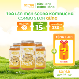[MUA 5 ĐƯỢC 6] Trà lên men Scoba Kombucha - Vị Gừng - Êm bụng tức thì, tốt tiêu hóa - 330ml