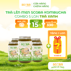 [MUA 5 ĐƯỢC 6] Trà lên men Scoba Kombucha - Vị Trà Xanh - Thanh mát cơ thể - 330ml