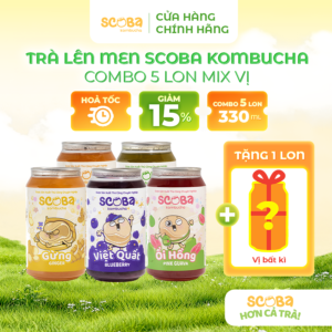 [MUA 5 ĐƯỢC 6] Trà lên men Scoba Kombucha - Mix Vị - Bổ sung lợi khuẩn tự nhiên - 330ml