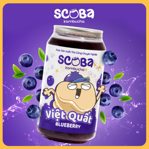 Second image of Trà lên men Scoba Kombucha - Giàu chất chống oxy hóa - Vị VIỆT QUẤT - 330ml
